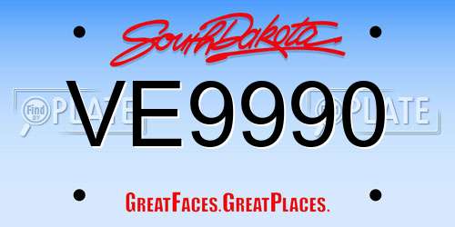VE9990 South Dakota License Plate