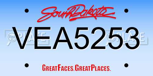 VEA5253 South Dakota License Plate