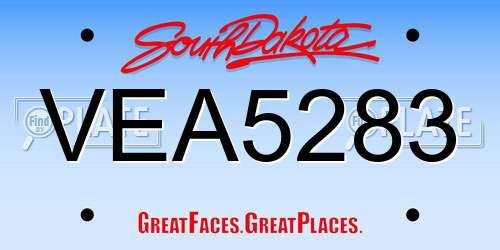 VEA5283 South Dakota License Plate