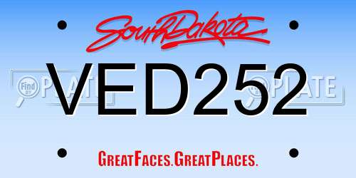 VED252 South Dakota License Plate
