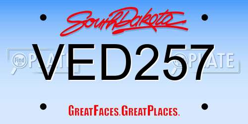 VED257 South Dakota License Plate
