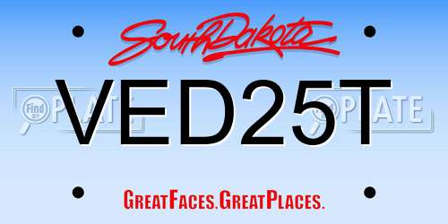 VED25T South Dakota License Plate