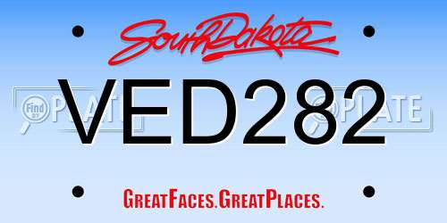 VED282 South Dakota License Plate