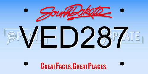 VED287 South Dakota License Plate
