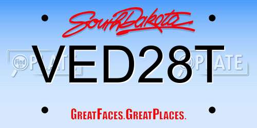 VED28T South Dakota License Plate