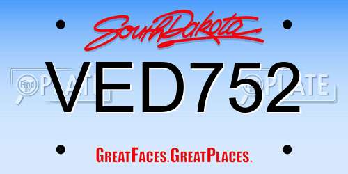 VED752 South Dakota License Plate