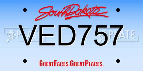 VED757 South Dakota License Plate