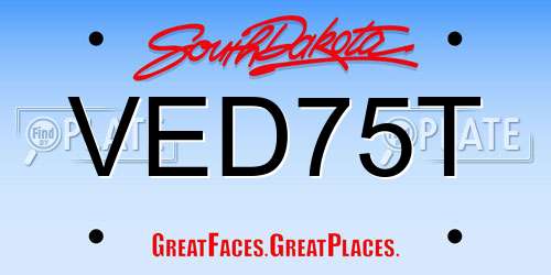 VED75T South Dakota License Plate