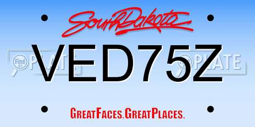 VED75Z South Dakota License Plate
