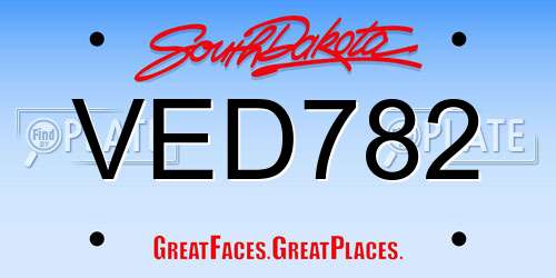 VED782 South Dakota License Plate