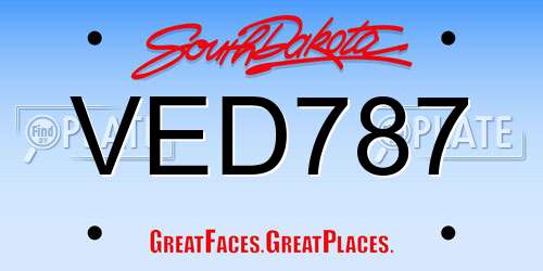 VED787 South Dakota License Plate