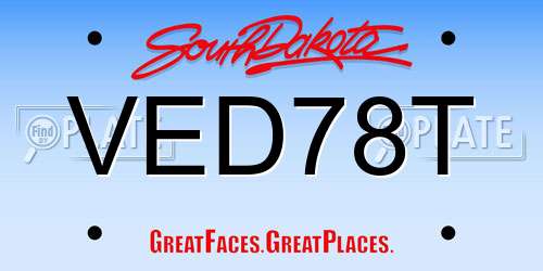 VED78T South Dakota License Plate