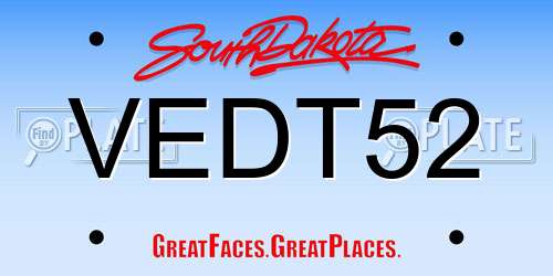 VEDT52 South Dakota License Plate