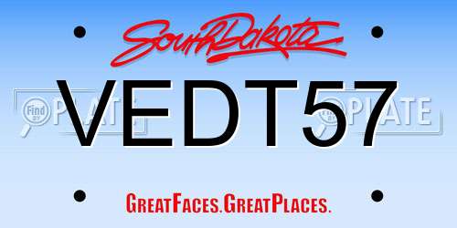 VEDT57 South Dakota License Plate