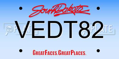 VEDT82 South Dakota License Plate