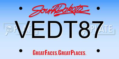 VEDT87 South Dakota License Plate