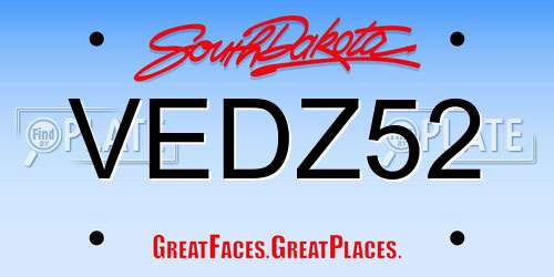 VEDZ52 South Dakota License Plate
