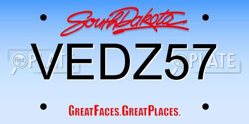 VEDZ57 South Dakota License Plate
