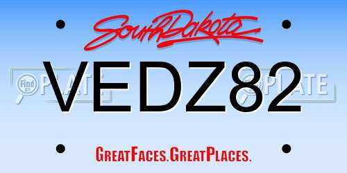 VEDZ82 South Dakota License Plate