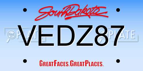 VEDZ87 South Dakota License Plate