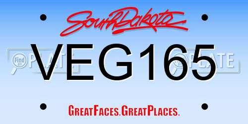 VEG165 South Dakota License Plate