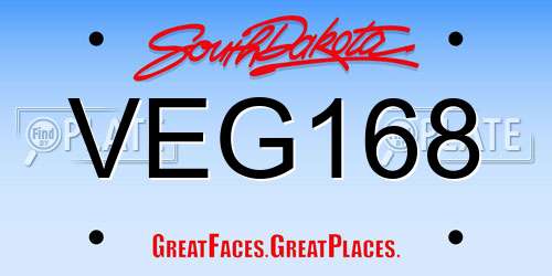 VEG168 South Dakota License Plate
