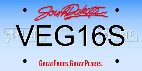 VEG16S South Dakota License Plate