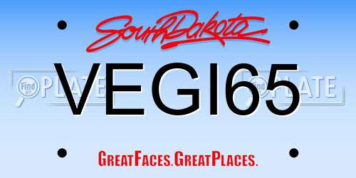 VEGI65 South Dakota License Plate