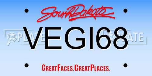 VEGI68 South Dakota License Plate