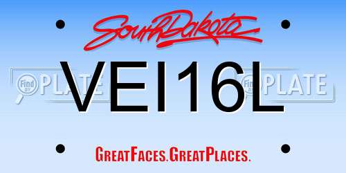 VEI16L South Dakota License Plate