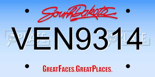 VEN9314 South Dakota License Plate
