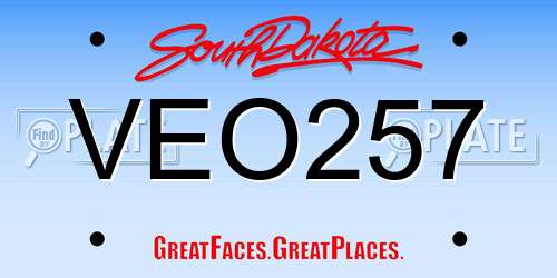 VEO257 South Dakota License Plate