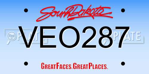 VEO287 South Dakota License Plate