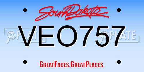 VEO757 South Dakota License Plate