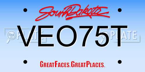 VEO75T South Dakota License Plate