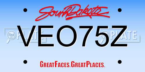 VEO75Z South Dakota License Plate