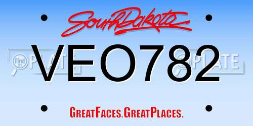 VEO782 South Dakota License Plate