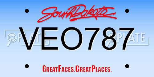 VEO787 South Dakota License Plate