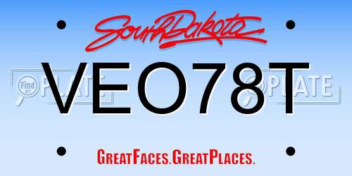 VEO78T South Dakota License Plate