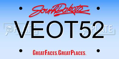 VEOT52 South Dakota License Plate