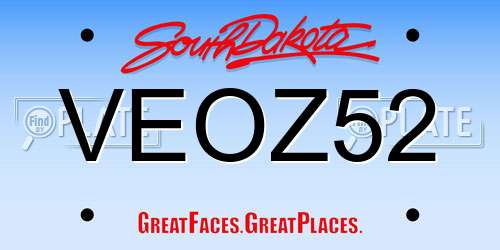 VEOZ52 South Dakota License Plate