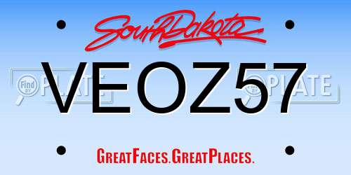 VEOZ57 South Dakota License Plate