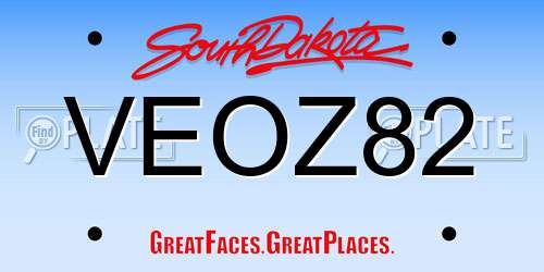 VEOZ82 South Dakota License Plate