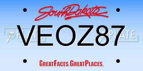VEOZ87 South Dakota License Plate
