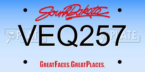 VEQ257 South Dakota License Plate