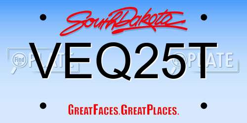 VEQ25T South Dakota License Plate
