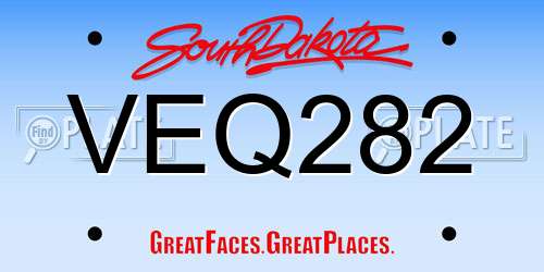 VEQ282 South Dakota License Plate