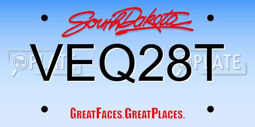 VEQ28T South Dakota License Plate