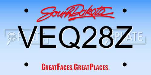 VEQ28Z South Dakota License Plate