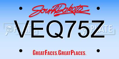 VEQ75Z South Dakota License Plate